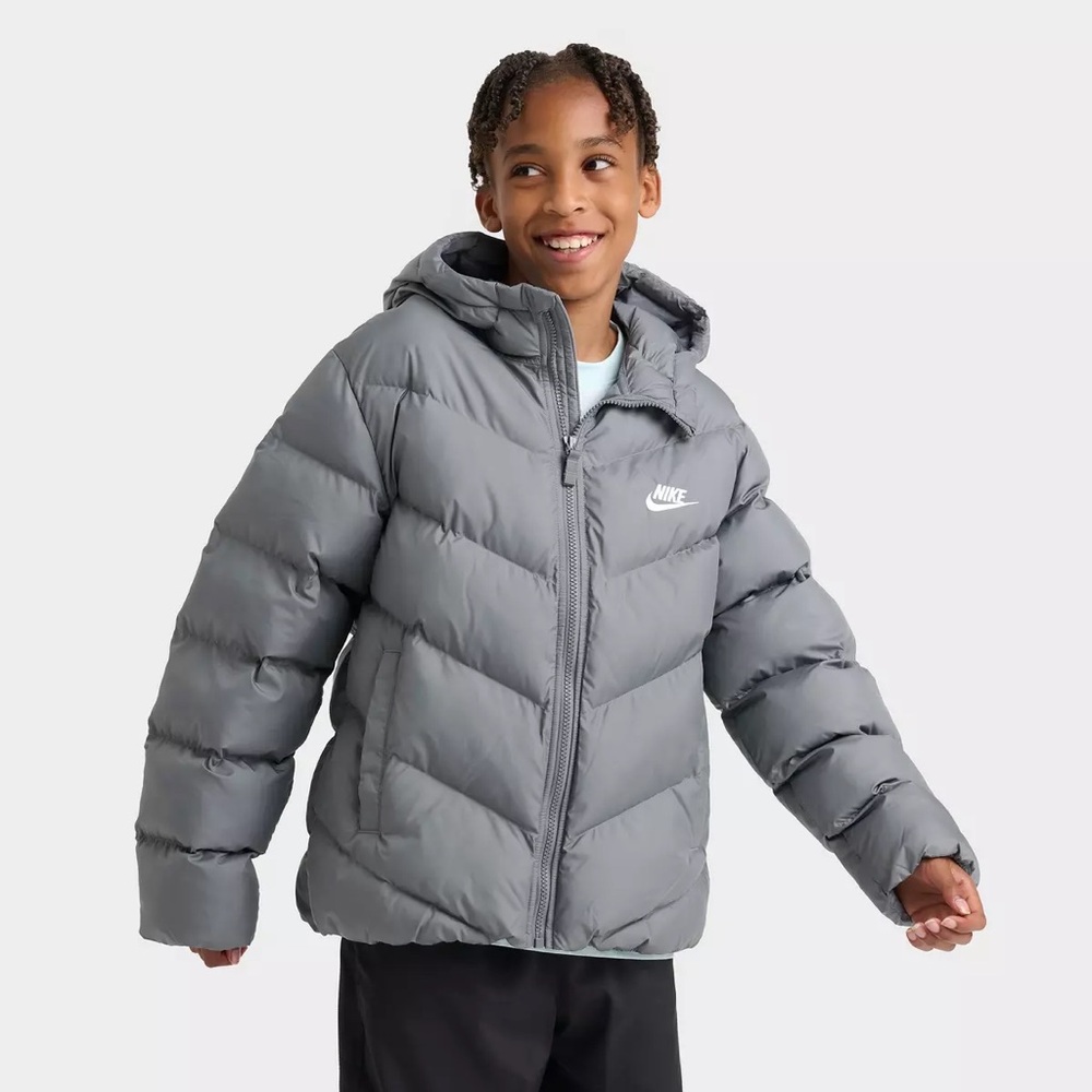 Nike Charcoal Hooded Puffer Jacket